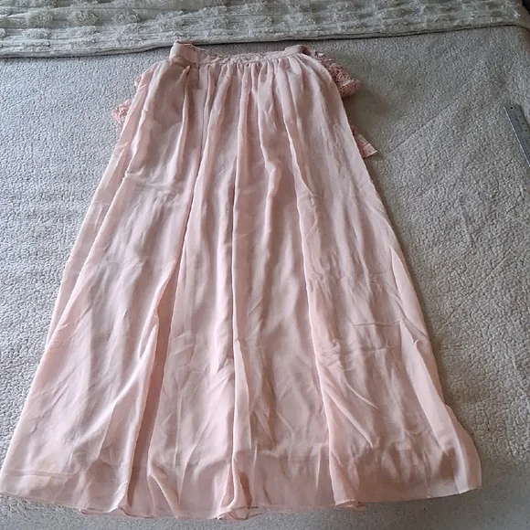 New Pinkblush Pink Long Sleeve Gown with Plunge Neckline - Picture 6 of 7